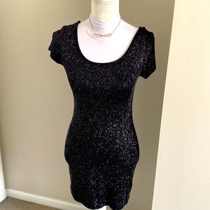 Forever 21 Sheer Sparkly Black/silver Mini-dress